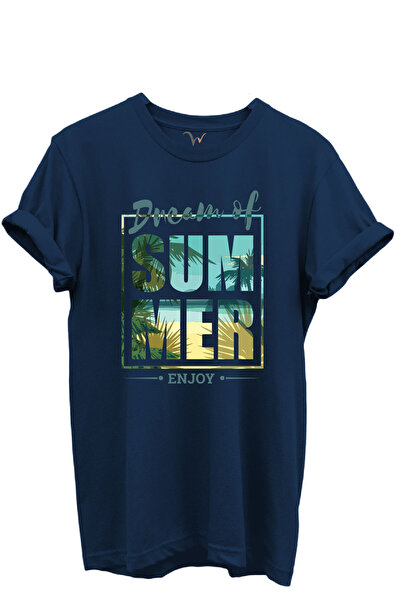 WİDİ Tricou unisex cu tematică palmier și malul mării, 100% bumbac, cu potriv...