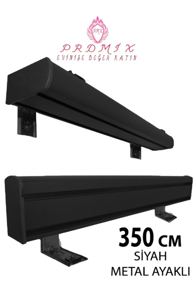 PERDE Mix 350 cm SİYAH VİP Dekoratif Perde Ray Kornişi Alüminyum 2 Kanallı 8 ...