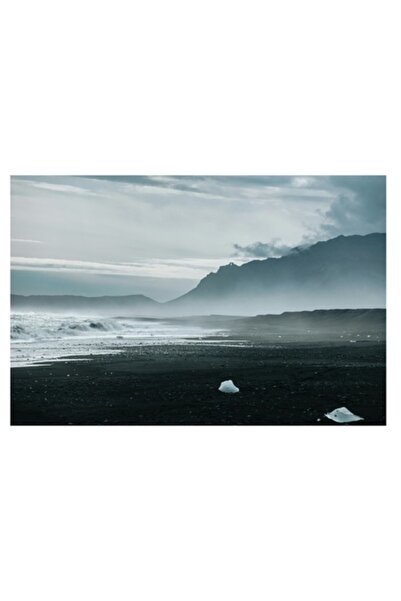 OEM Tablou Canvas, "Diamante de gheata pe tarm intunecat", 100 x 100cm