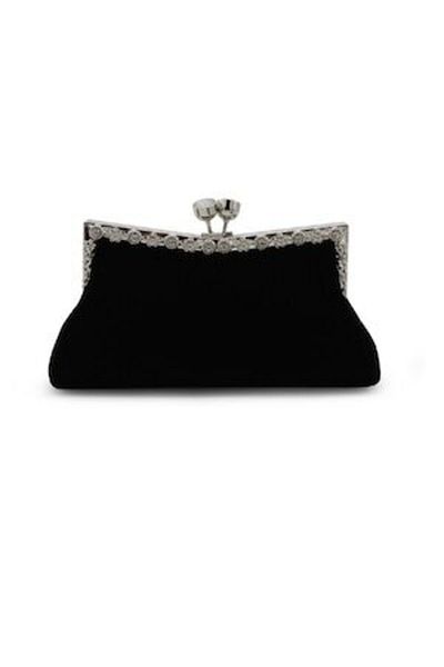 OEM Gentuta mica dama, eleganta, neagra, material catifelat, strasuri argintii, clutch, 220x50x100mm