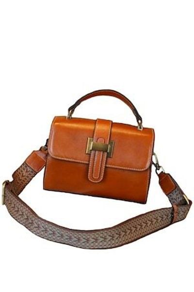 TopToday by C&S Women's Small Retro Crossbody Bag, Leather, Light Brown