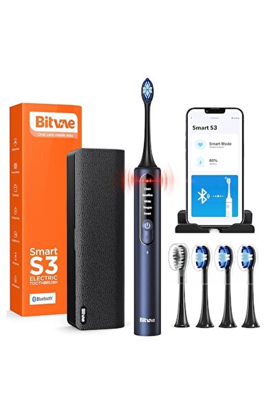 Bitvae Periuță de dinți electrică BVS3 Smart de la Dalip - Sonic, 4 capete cu capac, husă de călătorie, 5 moduri, cronometru,...