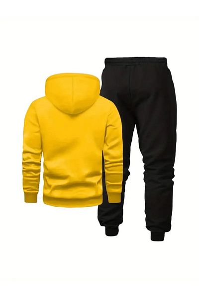 DAXİS Sportwear Company Men's Paris Printed Hooded Tracksuit Set - Relaxed Fit Plus Size Tracksuit Set