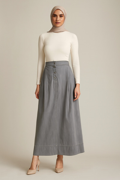 Doque 52003 ÖNÜ DÜĞMELİ CEP DETAYLI ÖNÜ BÜZGÜLÜ ETEK UCU DİKİŞ DETAYLI KOT ET...