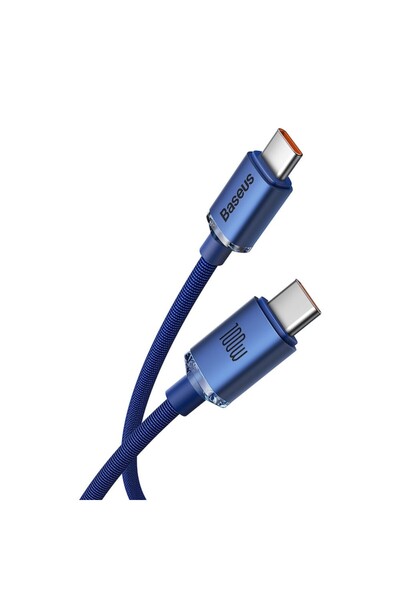 Dali Cablu de date si incarcare Type-C la Type-C, Crystal Shine, 2.4A, 1.2 m, Albastru