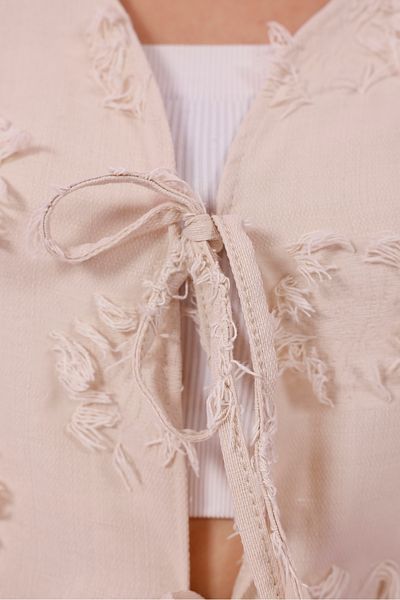 Moda Palmiss Women's Stone Tassel Detailed Tie-Up Kimono