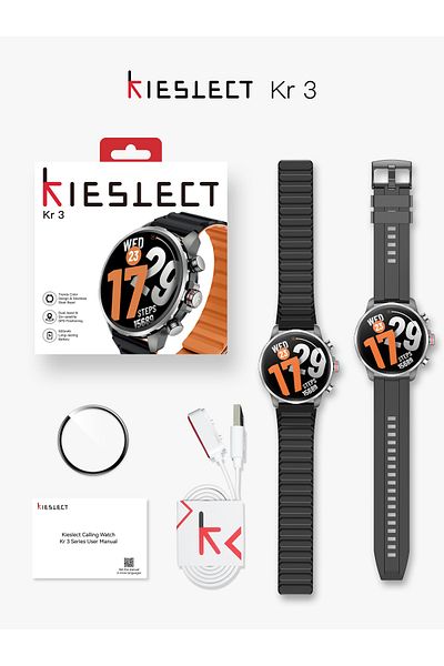 Kieslect ساعة KR3 الذكية - شاشة AMOLED مقاس 1.5 بوصة، تدعم الاتصال عبر البلوتوث، ونظام تحديد المواقع العالمي (GPS) ثنائي النطاق، وأكثر من 178 وضعًا رياضيًا، وواجهات ساعة ذكية