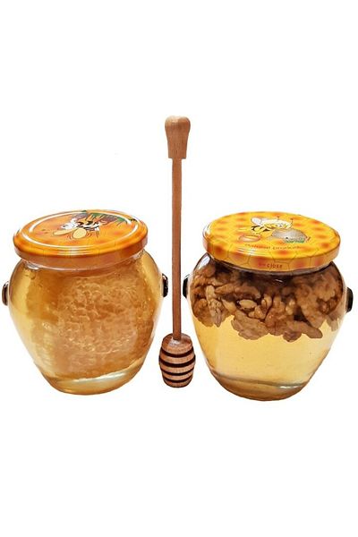 OEM Set 1 Borcan Miere de Salcâm cu Nuci 750g, 1 Borcan Fagure de Miere în Miere de Salcâm 750g, 1 Recipient Spiralizat pentru Miere