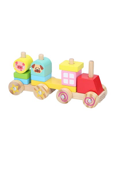 Marionette Wooden construction set Train 11 pieces