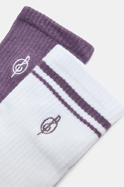 Stradivarius 2-pack of striped and embroidered socks