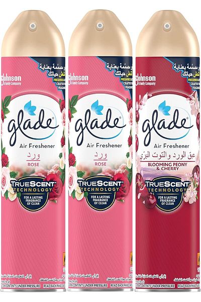 Glade غليد معطر جو برائحة الفاوانيا والكرز، ينعش كل غرفة في منزلك، 3 × 300 مل (3 قطع)