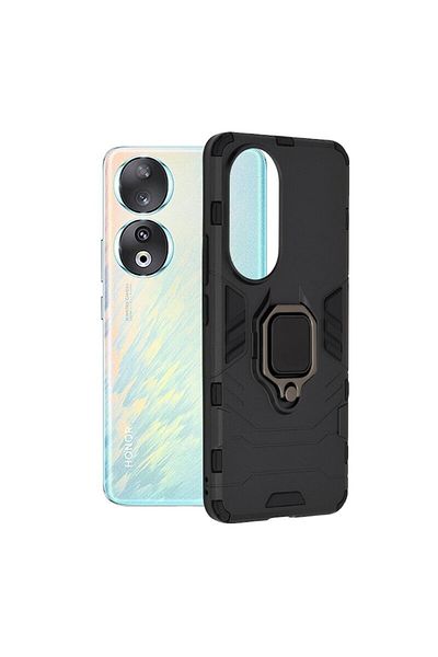 Dali Protective Case Compatible with Honor 90, Silicone Shield, Magnetic Ring, Reinforced Edges, TPU, Bla