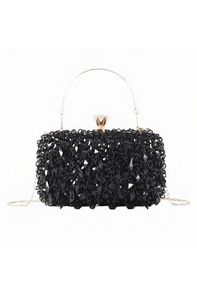TopToday by C&S Geantă tip plic elegantă pentru femei Boutique Deluxe cu mărgele și paiete, lanț și mâner detașabile din aur