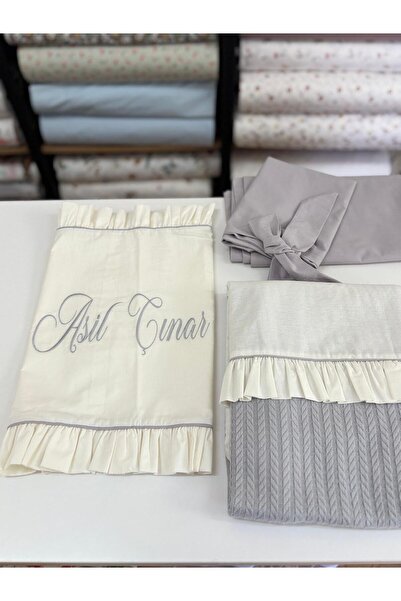 GAYE EV TEKSTİLİ طقم بيبي بيكيه مطرز 100% قطن