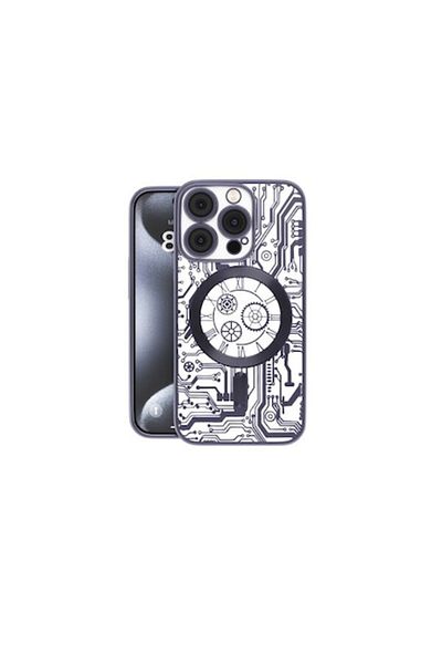 Dali MAG Elegant Phone Case for Apple iPhone 15 Pro, MagSafe Compatible, TPU, Black-Transparent