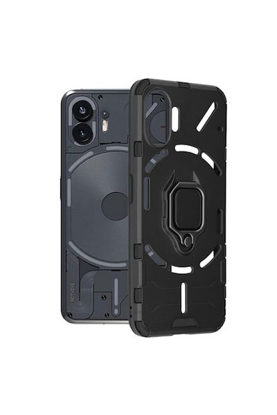 Dali Protective Armor Case Compatible with Nothing Phone 2, Silicone Shield with Magnetic Ring, TPU, Blac
