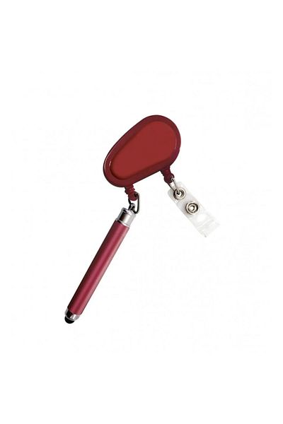 Dali Suport pentru insignă cu stylus, retractabil, cu clemă de prindere, plastic, roșu
