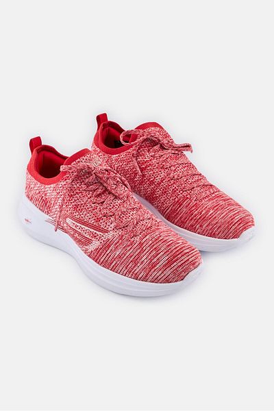 SKECHERS Women Go Run Fast Lace Up Running Shoes, Red Heather