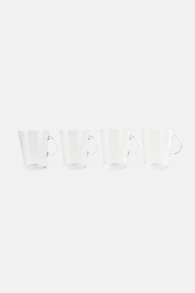 Precious Home 4 Pieces Glass Mug Set, Transparent
