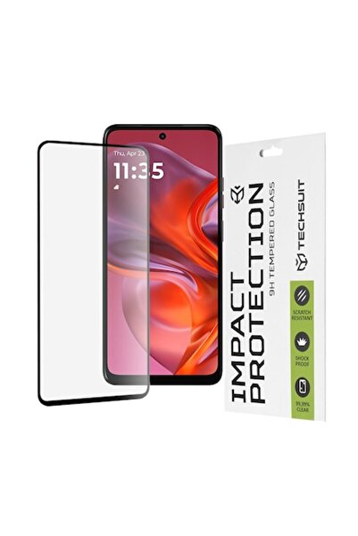 Dali Protector de ecran compatibil cu Motorola Moto G05/E15, complet lipicios, sticlă securizată, negru-transparent