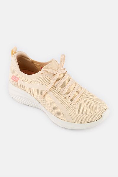 SKECHERS Women Ultra Flex 3,0 - Big Plan Lace Up Running Shoes, Beige