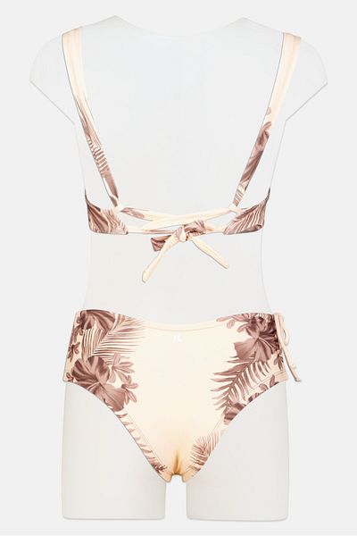 Hurley Women 2Pcs Hawaiian Print Bikini Set, Peach/Brown