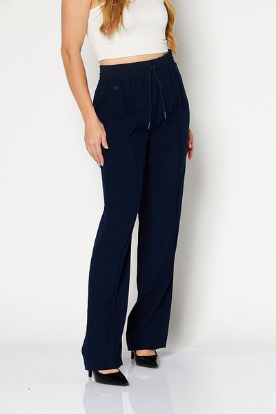 Lacoste Women Regular Fit Plain Straight Leg Pants, Navy