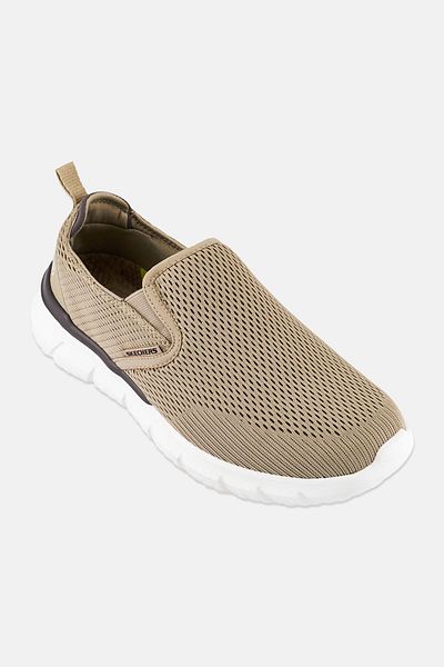 SKECHERS Men Del Retto Slip On Running Shoes, Taupe