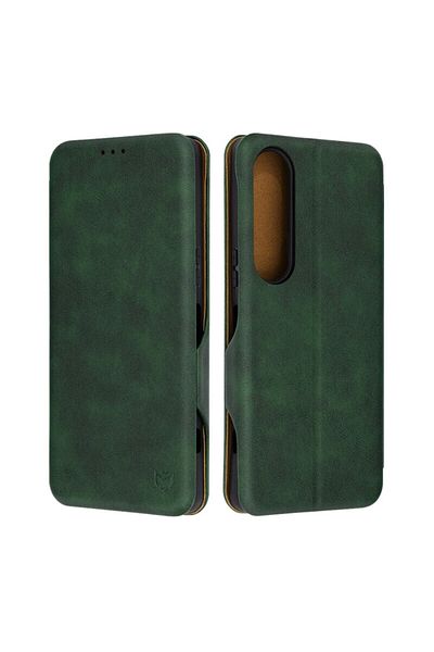 Dali Protective Case Compatible with Sony Xperia 1 VI, Safe Wallet Plus, -Leather, Dark Green