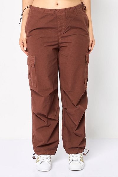 Koton Women Regular Fit Solid Cargo Pants, Brown