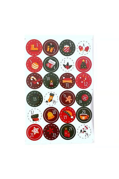 Dali Foaie cu stickere de Crăciun, 24 de bucăți, pentru calendar de Advent DIY, 4,5 cm, Modul 2, Multicolor