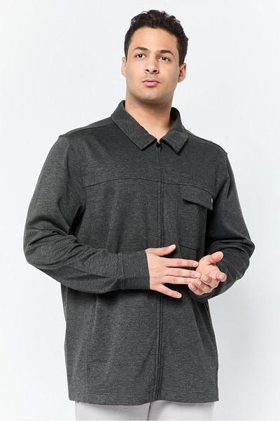 SKECHERS Men Sportswear Fit Long Sleeve Outdoor Sweatshirt, Charcoal