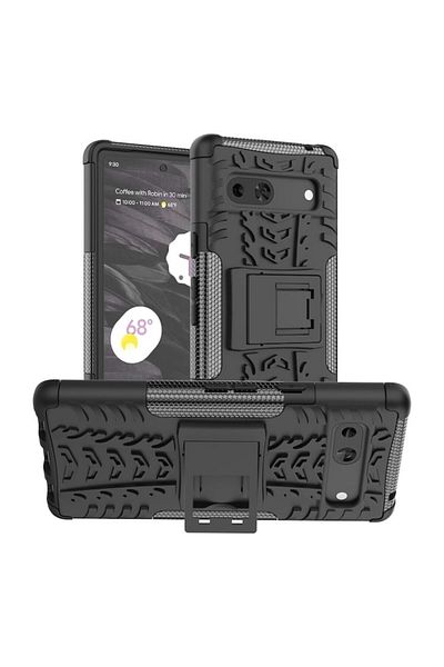 Dali Protective Case compatible with Google Pixel 7a, Silicone Shield, with stand, TPU, with pattern, Bla