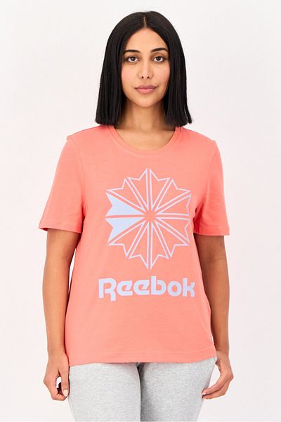 Reebok Women Sportswear Fit Brand Logo Outdoor T-Shirt, Coral