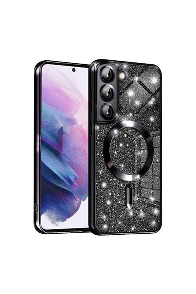 Dali Protective Case Compatible with Samsung Galaxy S22 5G, Luxury Glitter, MagSafe Compatible, TPU, Blac