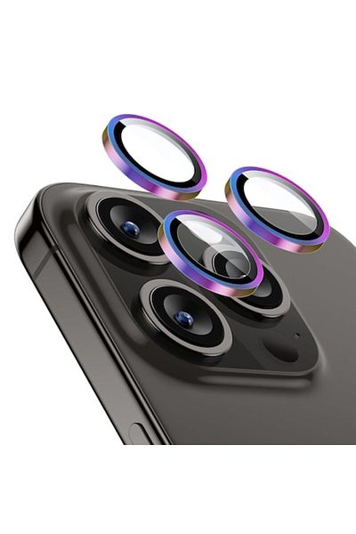 Dali Camera protection film compatible with Apple iPhone 15 Pro/Pro Max, Armorite, tempered glass, Chrome