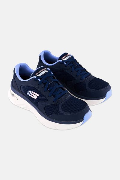 SKECHERS Women Arch Fit D Lux Lace Up Outdoor Shoes, Navy Blue