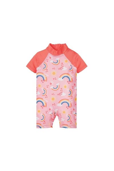Dali Costum de baie pentru fetite, model curcubeu, 1 piesa, 50/56, UV 50+, Multicolor