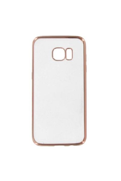 Dali Protective Case compatible with Samsung Galaxy S7 Edge, Case Line, TPU, Rose Gold edges, Transparent