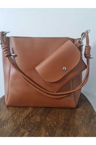 glowfit Women's Tan 2025 Model Wallet Zippered Long Handle Hand Shoulder Women's Bag