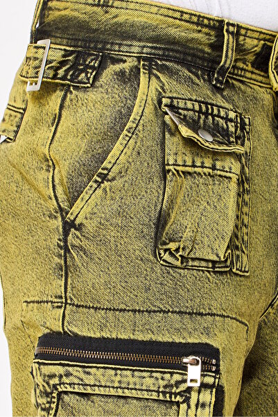 Diesel Men Washed Cargo Pocket Shorts, Washed Yellow