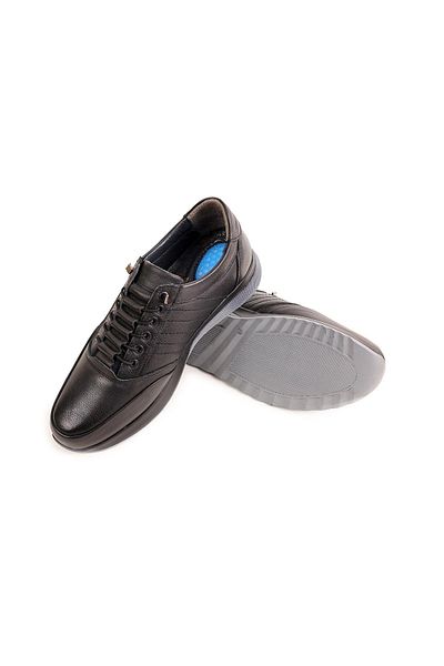 NUA Gnc200 Black Genuine Leather Orthopedic Men's Shoes