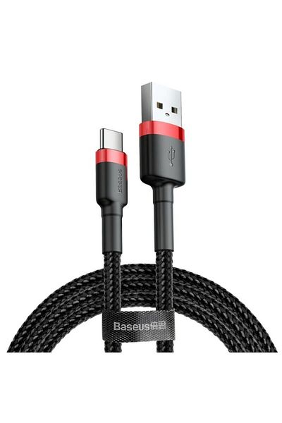 Baseus Cablu de încărcare și transfer de date USB-A la USB Type-C, 100W, 1m, Textil, Negru-Roșu