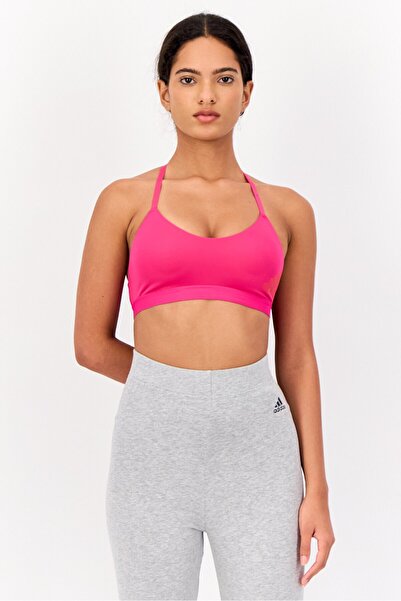 adidas Women Brand Logo Non Padded Sports Bra, Dark Pink