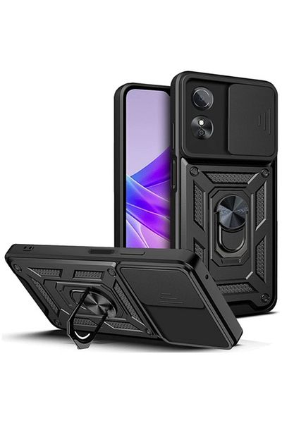 dalip Protective case compatible with Oppo A17, with ring, Ring Armor, silicone, Black