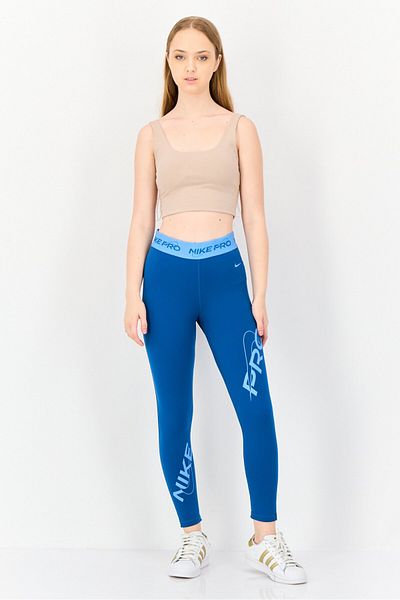 Nike Women Dri-Fit Brand Logo Training Leggings, Teal Blue