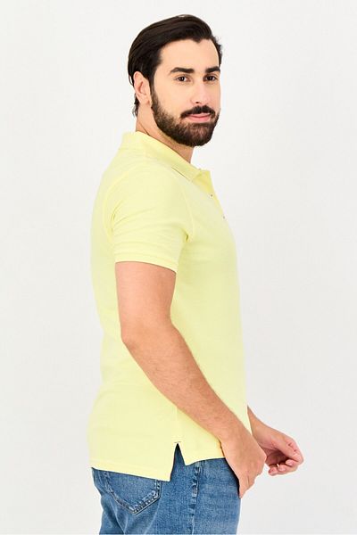 U.S. Polo Assn. Men Regular Fit Short Sleeve Embroidered Polo Shirt, Yellow