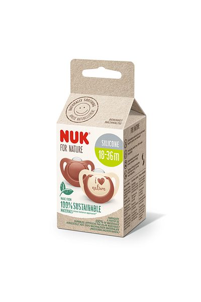 Nuk Suzeta for Nature Silicon M3, 18-36 luni, Set 2 Bucati, Rosu