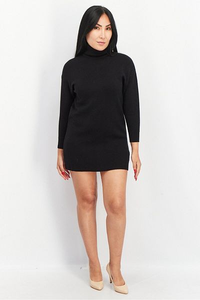 Don't Call Me Jennyfer Women Turtle Neck Long Sleeve Knitted Sweater Dress, Black