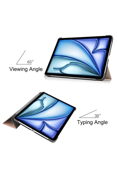 Dali Flip Cover Protective Case for Apple iPad Air 13 2024, FoldPro, Stand Type, -Leather, Rose Gold